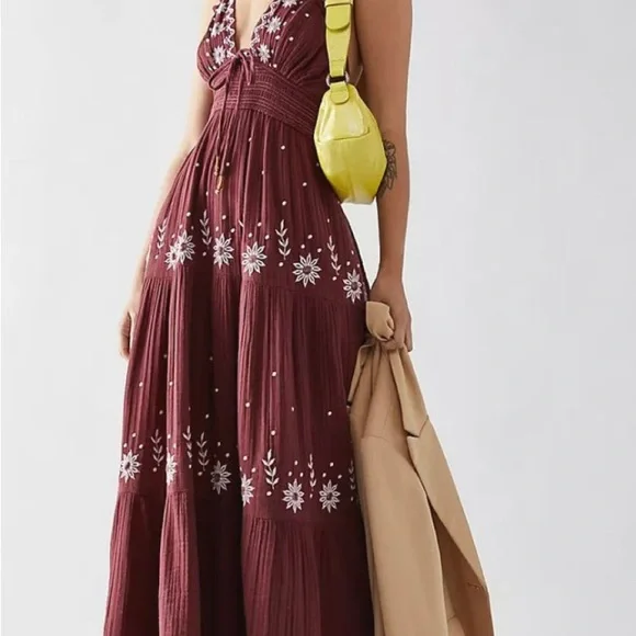 Free People | Dresses | Nwt Discontinued Free People Embroidered Maxi Dress 